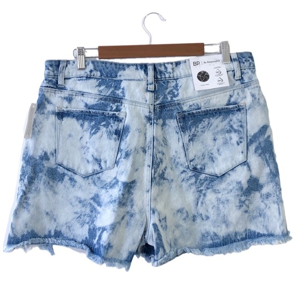 BP High Rise Distressed Bleached Tie Dye Cut Off Jean Denim Summer Shorts 34 - Picture 2 of 6
